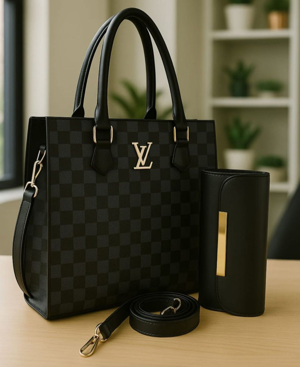LV Leather Bag with pocket wallet